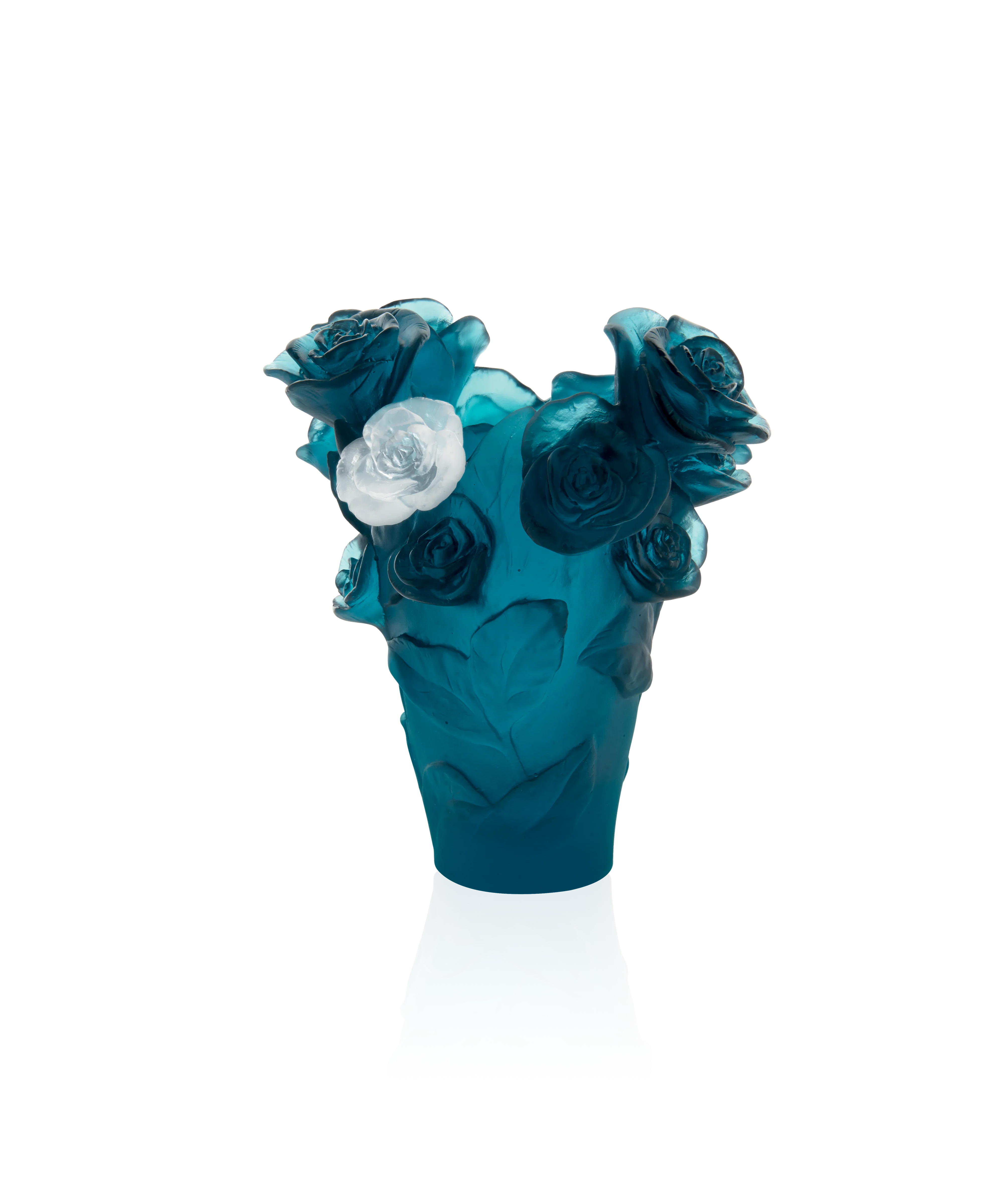 Rose Passion Vase petit modèle Bleu, fleur blanche