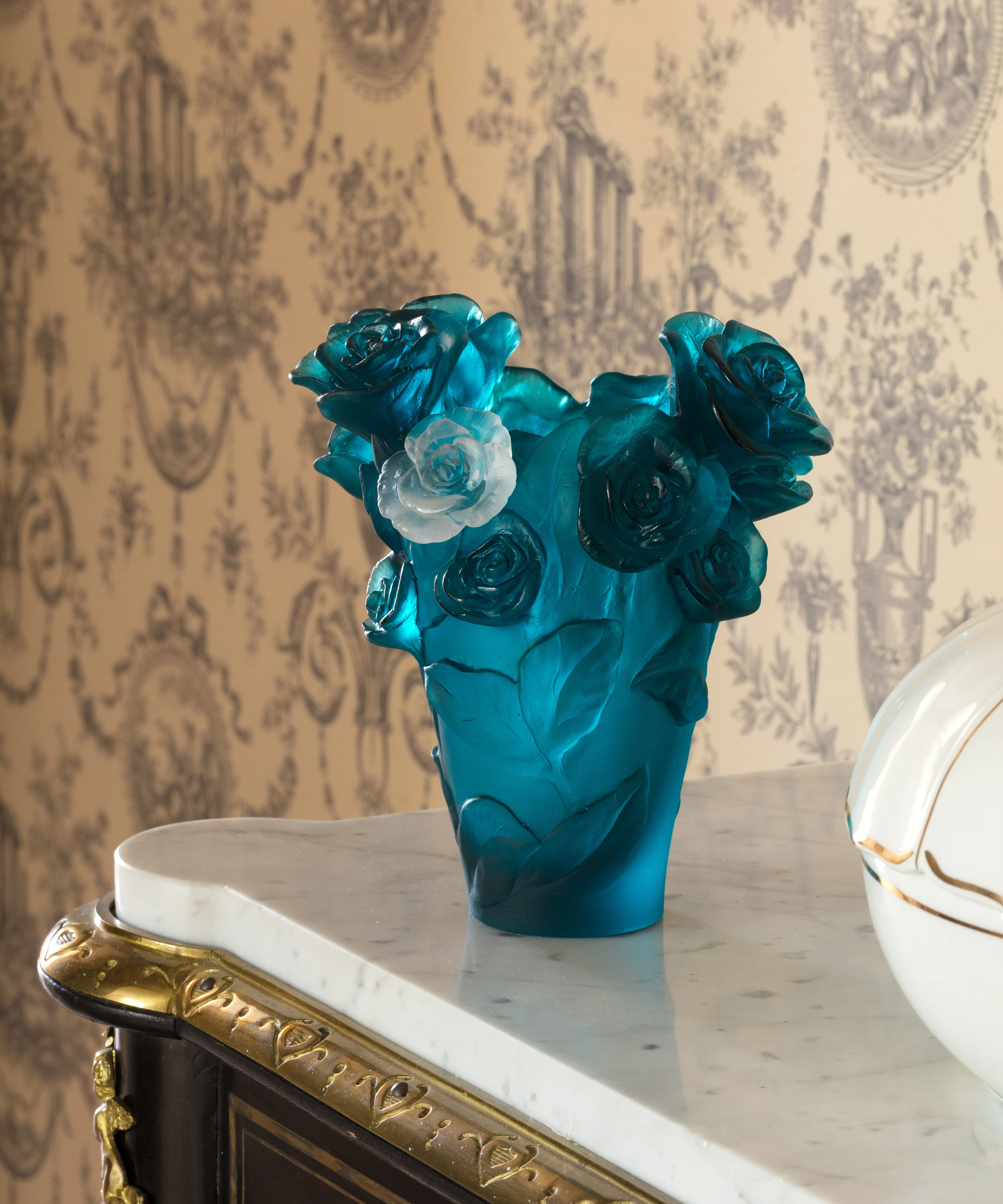 Rose Passion Vase petit modèle Bleu, fleur blanche - Image 2